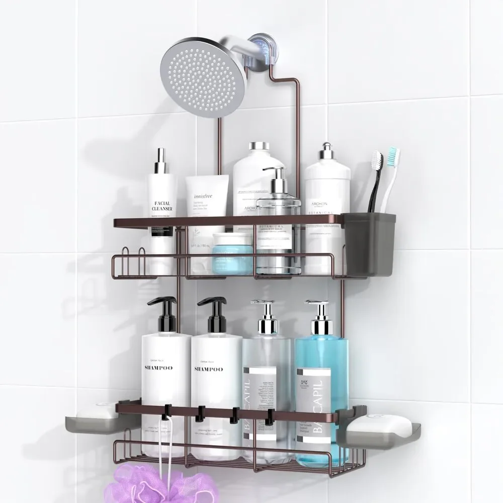 AKTECKE Shower Caddy Hanging Bathroom Organizer Shelf for Inside Shower Bronze